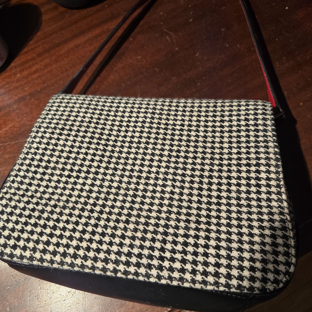 Ann Taylor Black and White Houndstooth Shoulder Bag